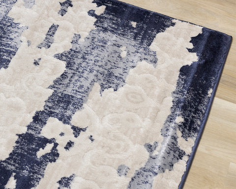 Alida Distressed Rug - Blue Cream corner