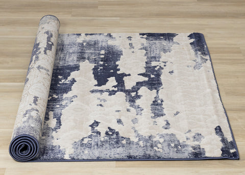 Alida Distressed Rug - Blue Cream roll on floor