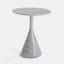 20" Round, modern white marble side table with cone base