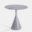 24" Round, modern white marble side table with cone base