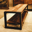 Coffee table in solid acacia wood with a black iron frame in living room
