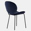 Navy velvet modern Scandinavian dining chair with black metal legs.