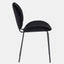 Black velvet modern Scandinavian dining chair with black metal legs.