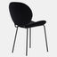 Black velvet modern Scandinavian dining chair with black metal legs.