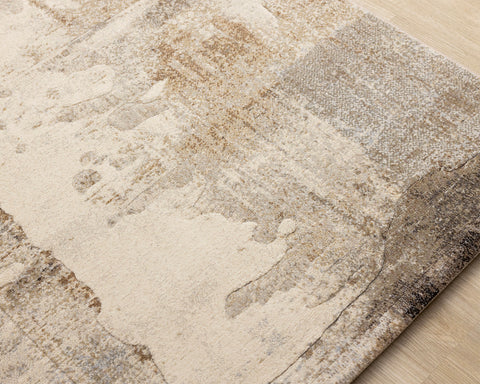 Aurora Distressed Rug - Cream Brown corner