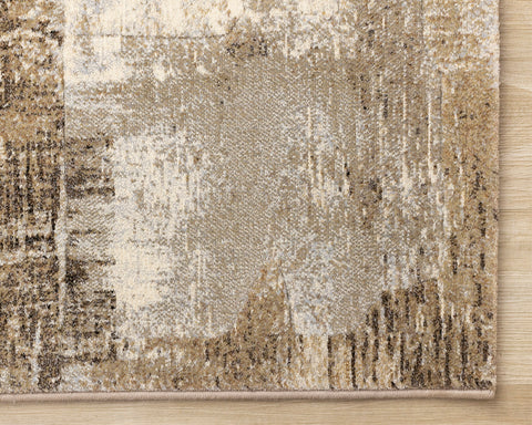 Aurora Distressed Rug - Cream Brown corner detail