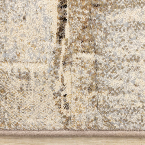 Aurora Distressed Rug - Cream Brown side detail