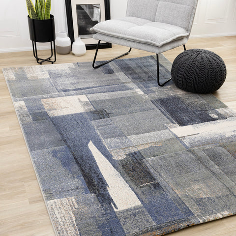 Aurora Rug - Brushstrokes in living room setting