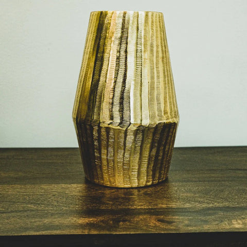 Brass finish aluminum vase