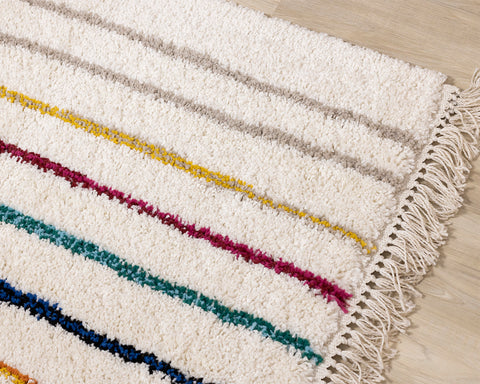 Bora Shag Rug - Double Rainbows corner