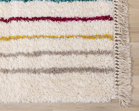 Bora Shag Rug - Double Rainbows corner detail