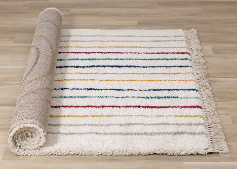 Bora Shag Rug - Double Rainbows roll on floor