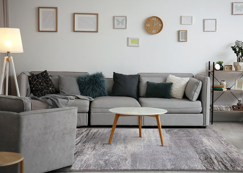 Breeze Blend Rug - Blue in living room setting