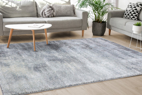 Breeze Distressed Rug - Blue Cream in living room setting