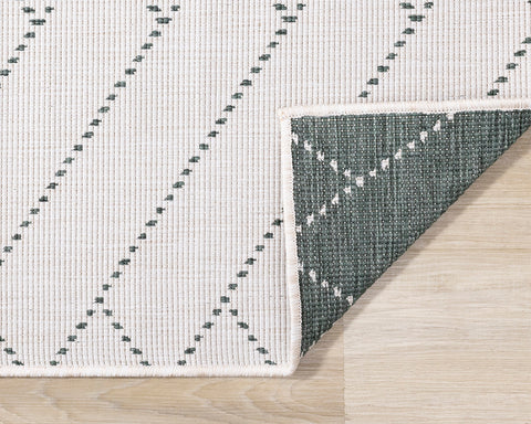 Bristol Reversible Indoor / Outdoor Rug - Herringbone corner flipped to show underside