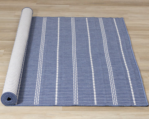  Bristol Reversible Indoor / Outdoor Rug - Blue / Cream roll on floor