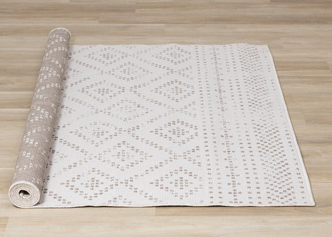 Bristol Reversible Indoor / Outdoor Rug - Cream Diamond roll on floor