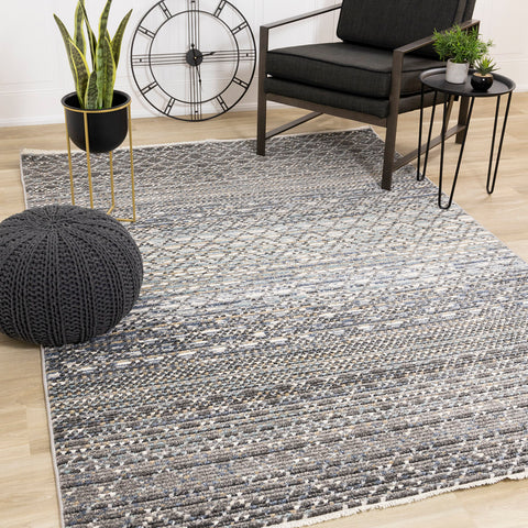 Calabar Rug - Blue / Grey in living room setting