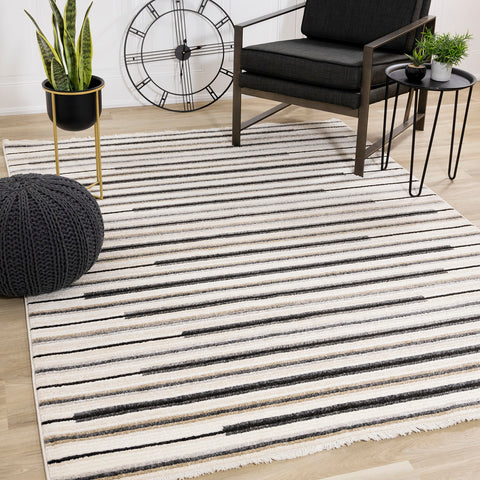 Calabar Rug - Piano Keys in living room setting