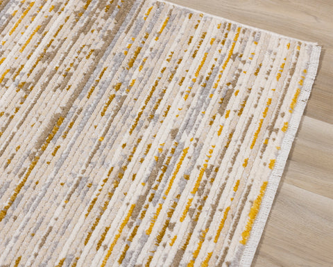 Calabar Distressed Rug - Yellow Grey corner