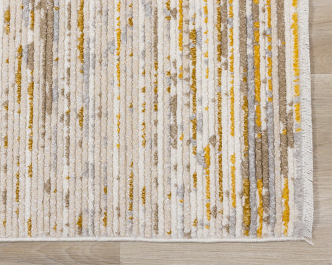 Calabar Distressed Rug - Yellow Grey corner detail