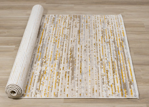 Calabar Distressed Rug - Yellow Grey roll on floor