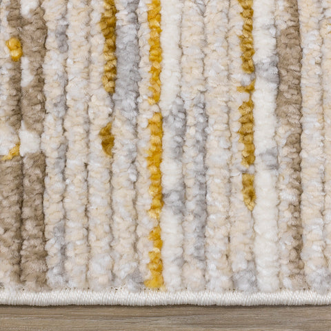 Calabar Distressed Rug - Yellow Grey side detail