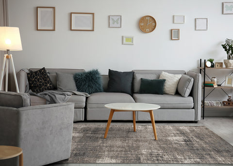 Cathedral Rug - Grey Tree Bark in living room setting