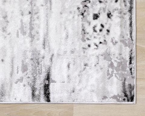 Chorus Distressed Rug - Black & White corner 