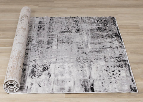 Chorus Distressed Rug - Black & White roll on floor