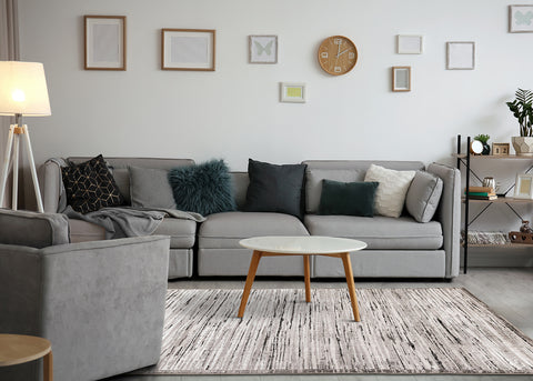 Chorus Plush Rug - Iridescent in living room setting