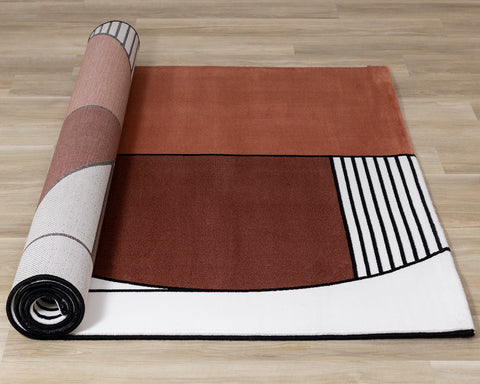 Claro Plush Rug - Art Déco Geometric roll on floor