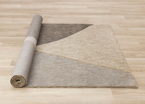 Cora Rug - Taupe Beige Curves roll on floor