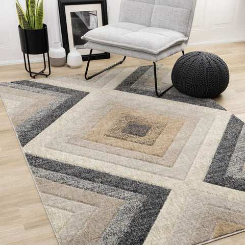 Cora Rug - Diamonds in living room setting