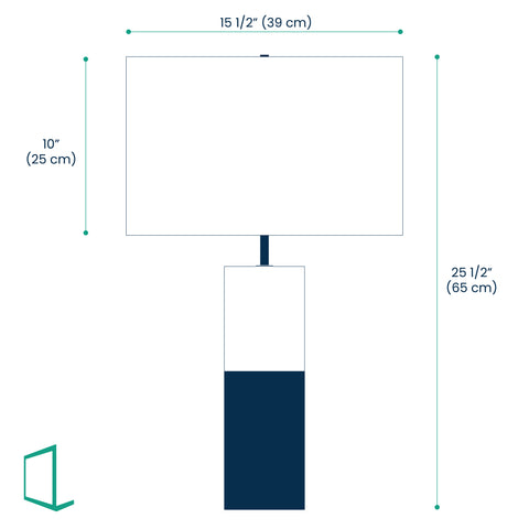 Dimensions of Table lamp with concrete and gold base and black fabric shade