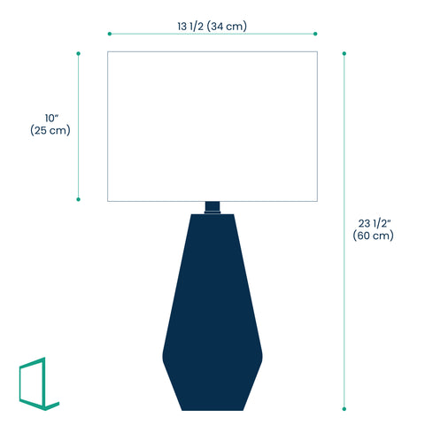 Dimensions of Table lamp with black base and white linen shade