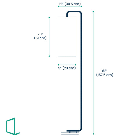  Dimensions of Floor Lamp with marble base, gold arm, and white shade