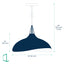 Dimensions of Matte white metal pendant lamp with a black cord and black canopy.