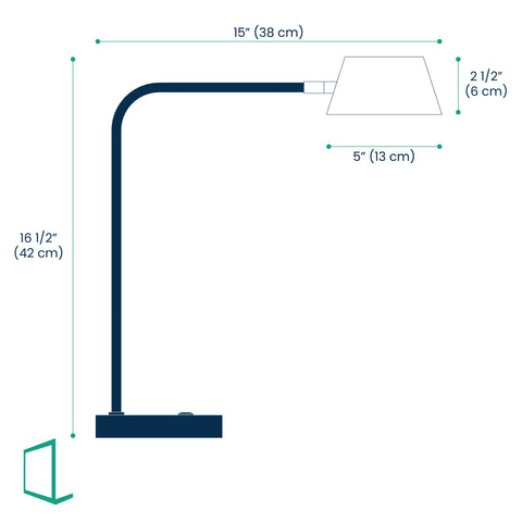 Melfi Task Lamp Gold dimensions