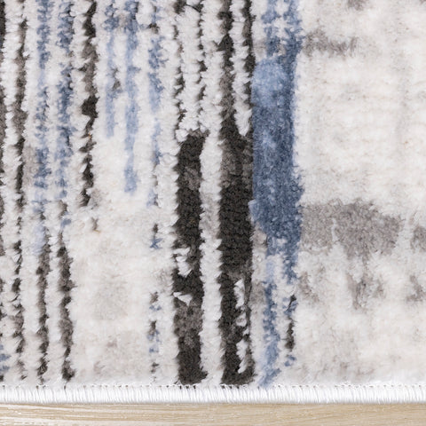 Darcy Rug - Grey / Blue Stripes edge detail