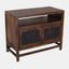 Solid reclaimed mango wood sideboard in dark brown finish.