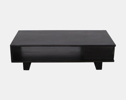 Solid mango wood coffee table in black wash finish.