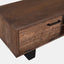 Solid acacia wood media cabinet in charcoal brown finish. Door Detail.