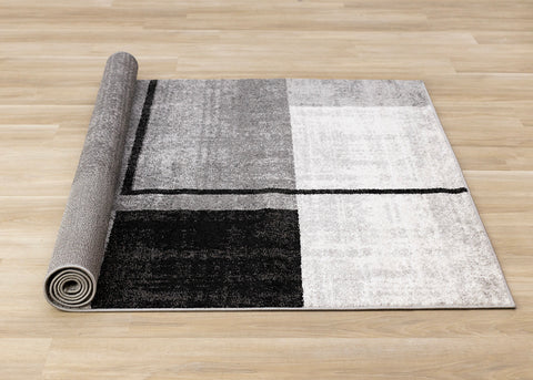 Eclipse Rug - Modern Geometric Grey roll on floor