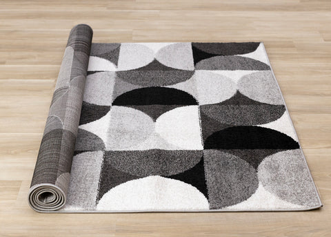 Eclipse Rug - Mid-Century Modern Grey roll on floor