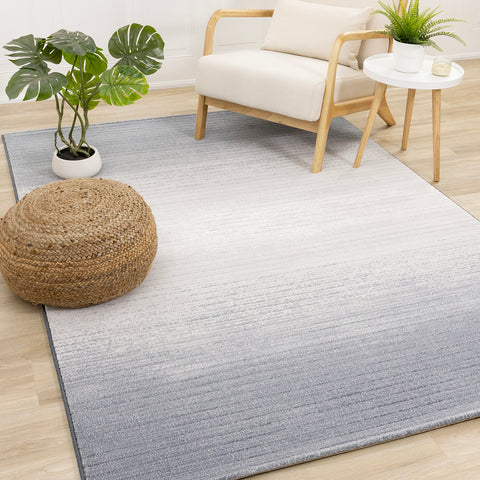  Ella Plush Rug - Blue Cream in living room setting