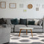 Ella Plush Rug - Grey Ombre Geometric in living room setting