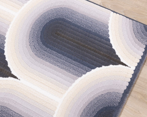 Ella Plush Rug - Grey Ombre Geometric corner