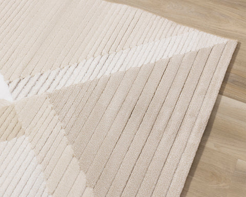 Ella Plush Rug - Cream Geometric corner