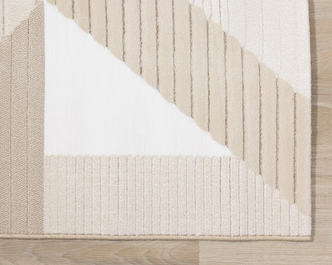 Ella Plush Rug - Cream Geometric corner detail